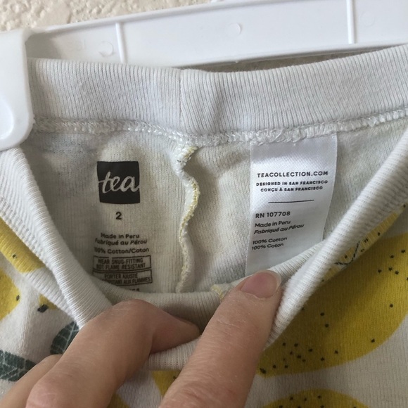 Tea Collection Girls 2 Piece Pajama Long Johns Lemons Summer - Size 2T - Picture 9 of 10